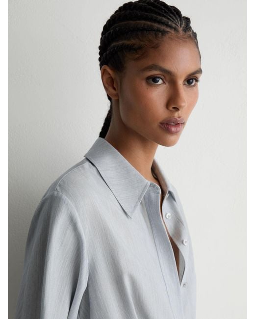 Reiss White Blend Tie-Waist Shirt Dress