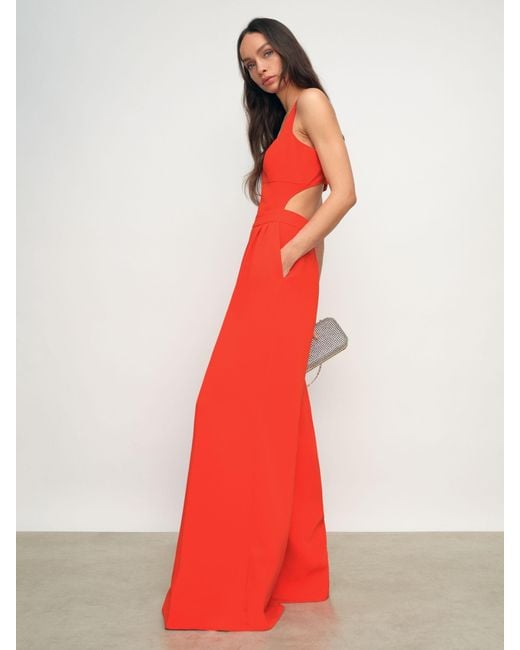 Reiss Red Dion - Orange Wide-leg Cut-out Jumpsuit, Us 8