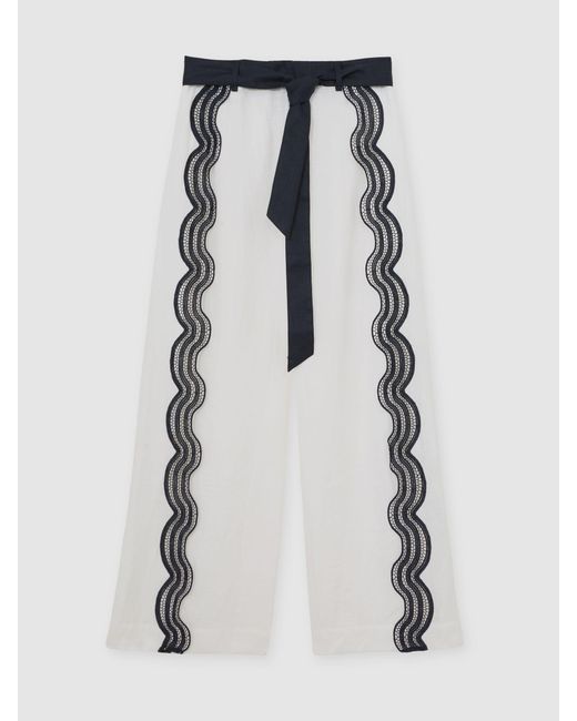 Reiss White Side Scallop Trousers