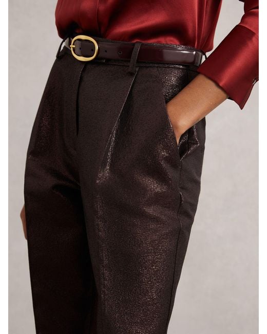 Reiss Tapered Metallic Suit Trousers With Cotton