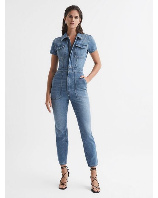 GOOD AMERICAN Mid Blue Denim Jumpsuit