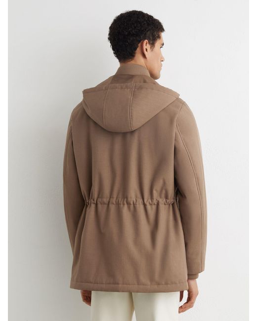 Reiss Brown Hooded Zip-Through Padded Coat for men