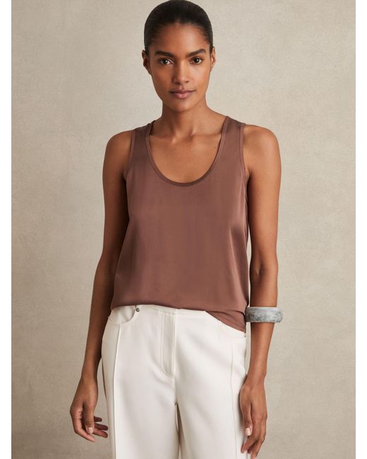 Reiss Natural Silk-Front Cami Top