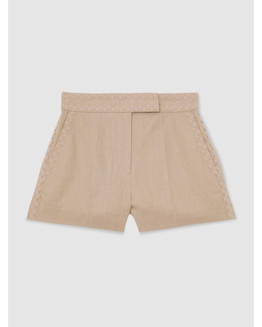 Reiss Natural Linen Wave-Trim Shorts