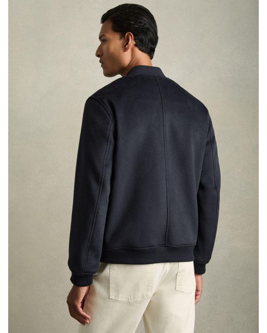 Reiss Blue Brushed Wool-Blend Bomber Jacket for men