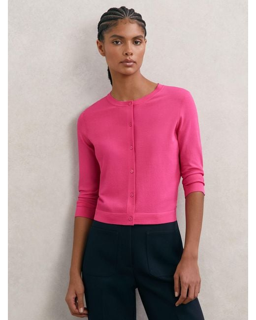 Reiss Pink Lightweight Cropped Cardigan