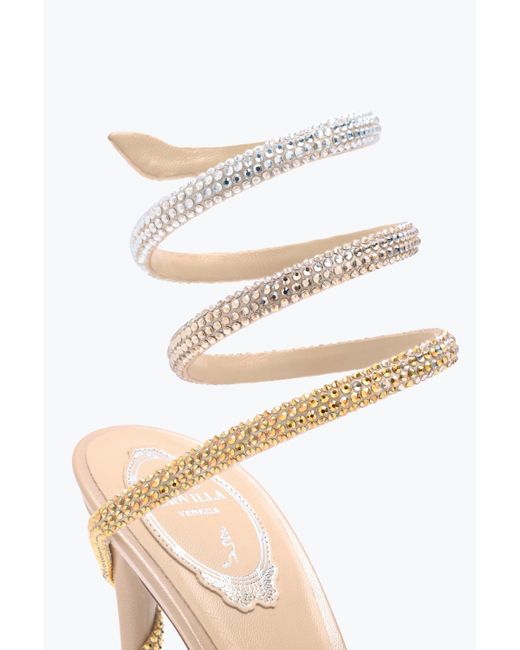 Rene Caovilla White Margot Plateau Sandal With And Crystals 120
