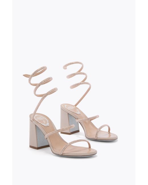 Rene Caovilla White Cleo Blush Sandal 80