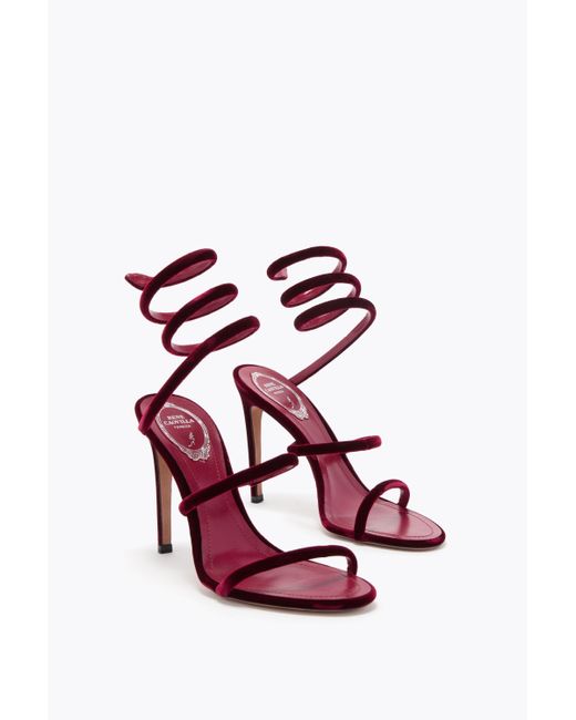 Rene Caovilla Pink Cleo Ruby Velvet Sandal 105