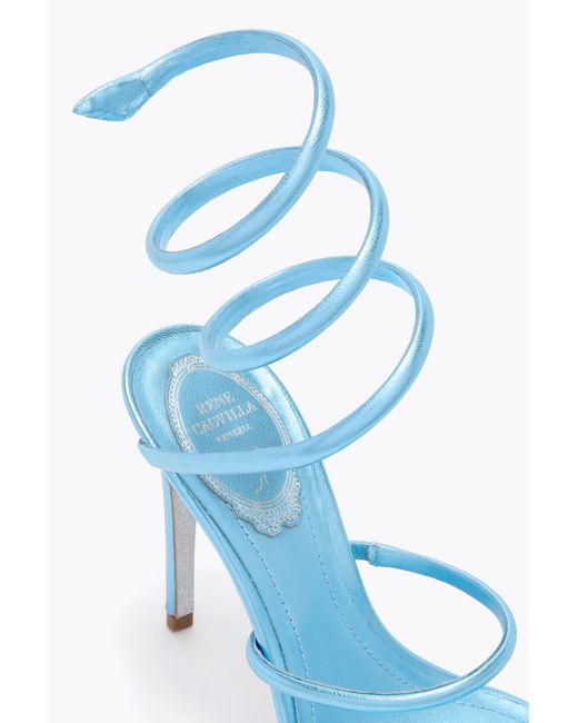 Rene Caovilla Blue Cleo Metallic Light Sandal 105