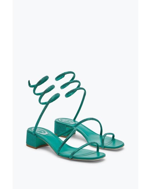 Rene Caovilla Green Cleo Crystal Emerald Sandal 35