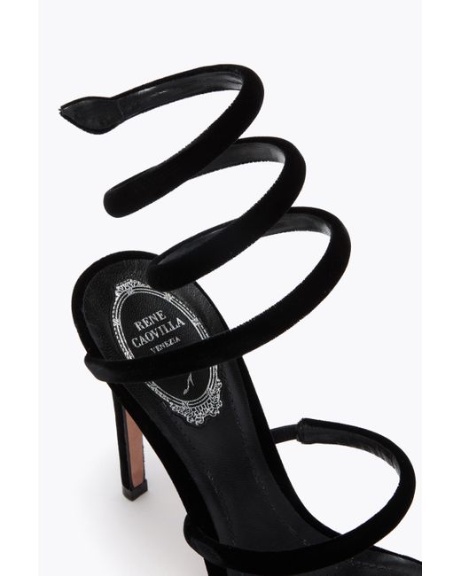 Rene Caovilla Black Cleo Velvet Sandal 105