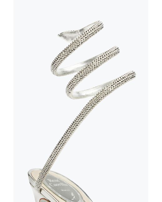 Rene Caovilla White Cleo Crystal Sandal 105