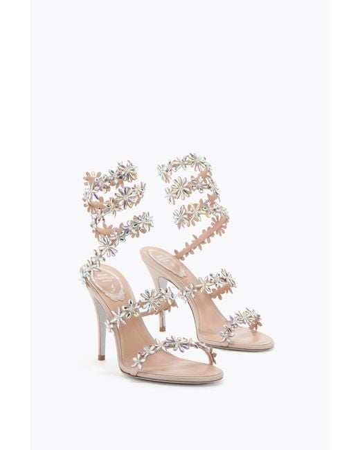 Rene Caovilla White Eva Nude Sandal 100