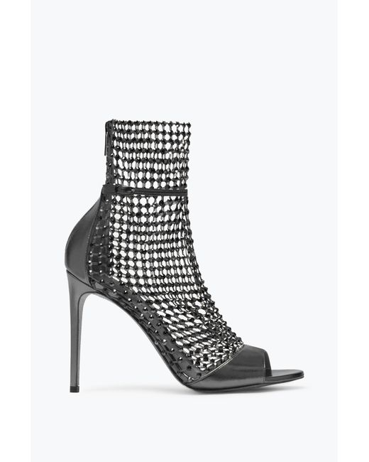 Rene Caovilla White Galaxia Metallic Anthracite Sandal 105