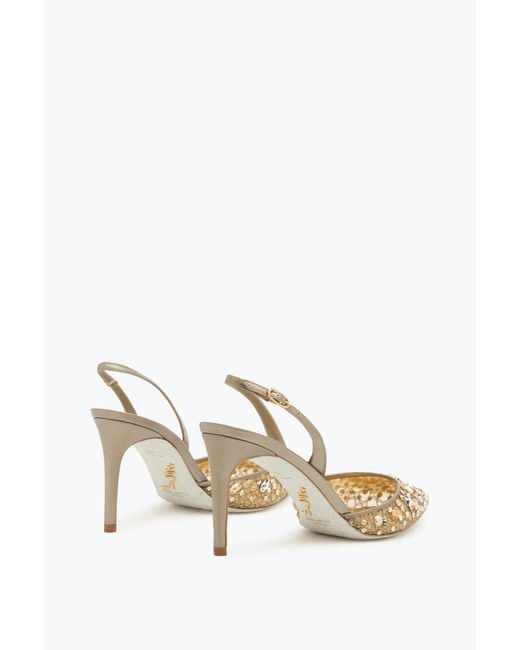 Rene Caovilla White Cinderella Bronze Slingback 80