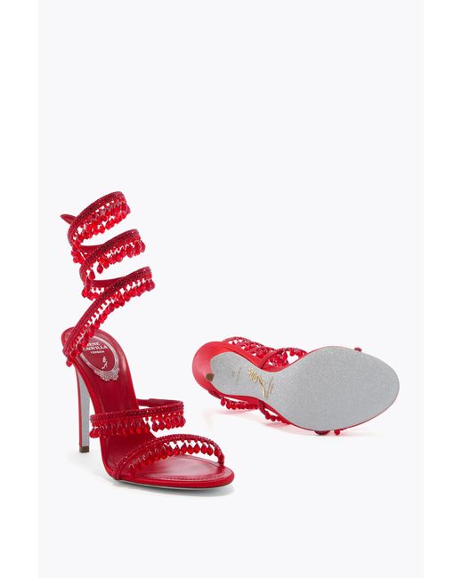 Rene Caovilla Red Chandelier Sandal 105