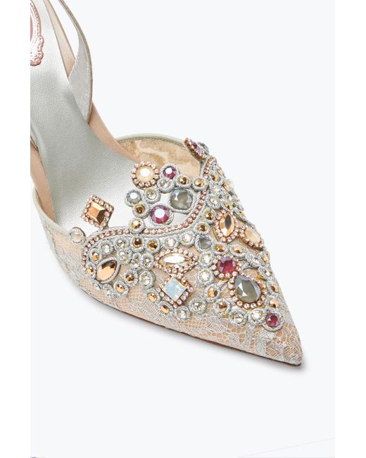 Rene Caovilla White Jewel Slingbacks Veneziana