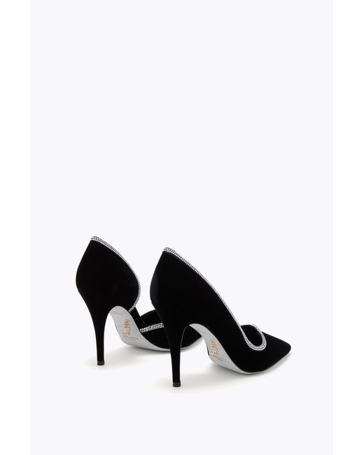 Rene Caovilla Black Onda Velvet Pump 100