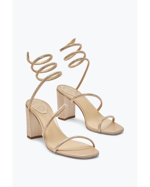 Rene Caovilla White Cleo Crystal Sandal 80