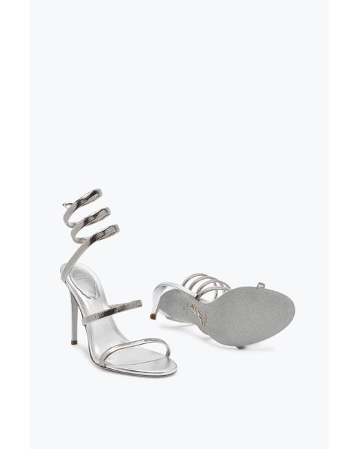 Rene Caovilla White Juniper Lamb/ Metal Snake Sandal
