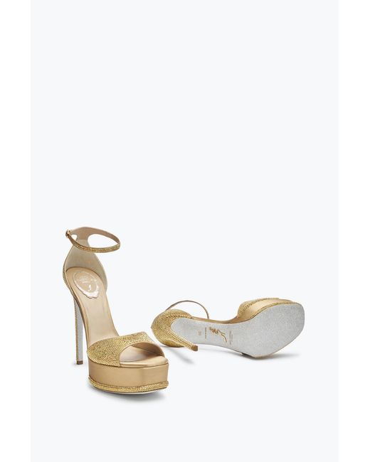 Rene Caovilla White Anastasia Crystal Platform Sandal 130