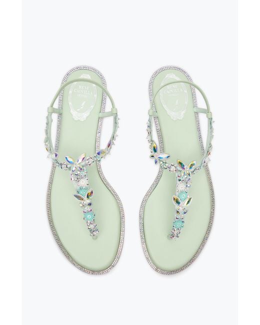 Rene Caovilla White Eden Mint Thong Sandal 10