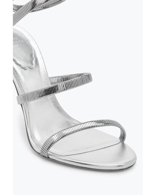 Rene Caovilla White Juniper Lamb/ Metal Snake Sandal