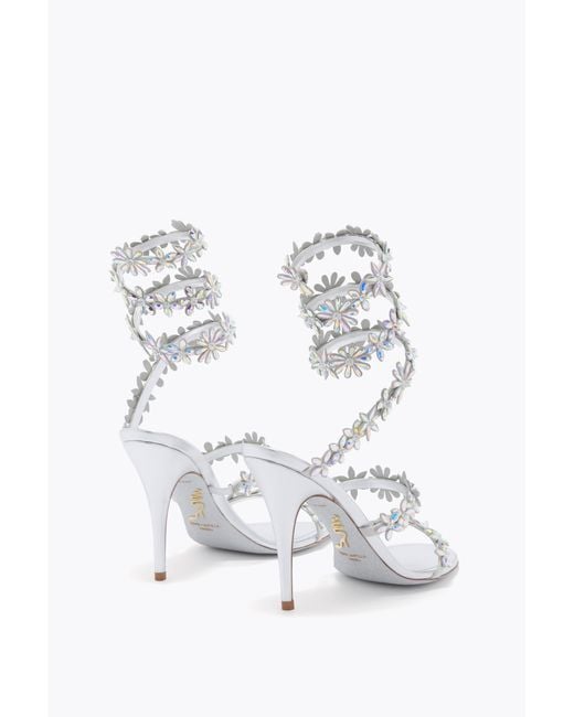 Rene Caovilla White Eva Metallic Sandal 100