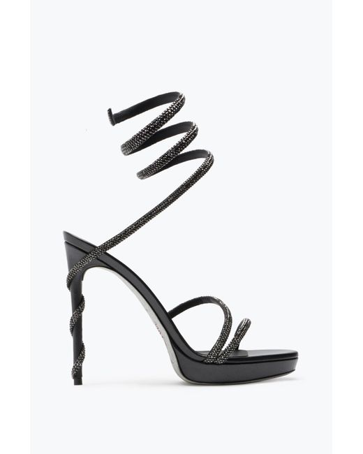 Rene Caovilla Black Margot Crystal Platform Sandal 120