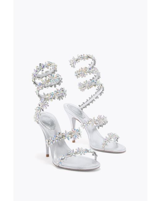 Rene Caovilla White Eva Metallic Sandal 100