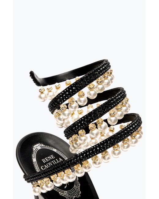 Rene Caovilla Black Chandelier Platform Sandal With Pearls 130