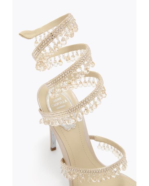 Rene Caovilla White Chandelier Satin/G.Shadow Strass Sandal