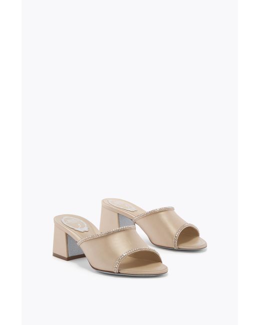 Rene Caovilla Multicolor Margherita Champagne Mule 50