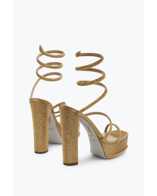 Rene Caovilla White Cleo Crystal Platform Sandal 130
