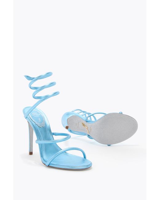 Rene Caovilla Blue Cleo Metallic Light Sandal 105