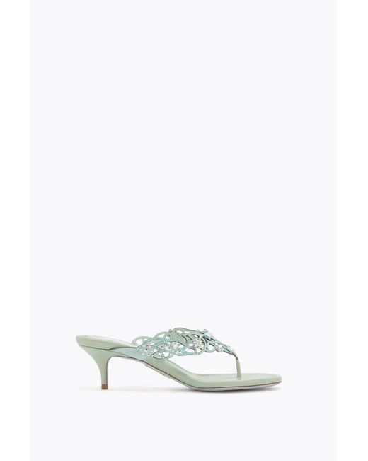 Rene Caovilla White Eden Mint Thong Mule 50