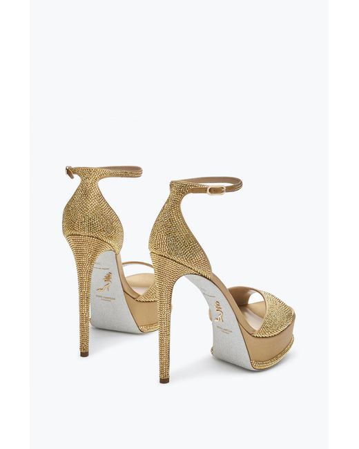 Rene Caovilla White Anastasia Crystal Platform Sandal 130