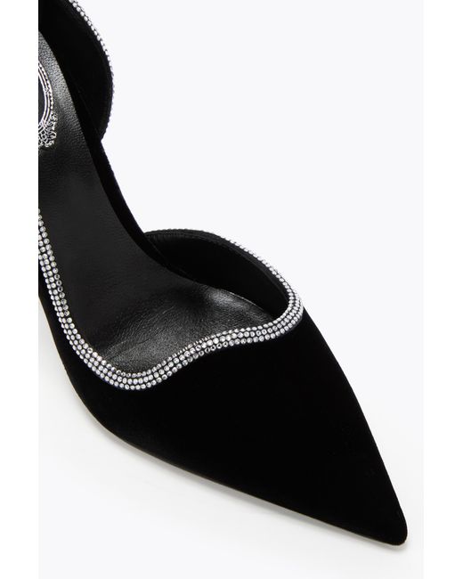 Rene Caovilla Black Onda Velvet Pump 100