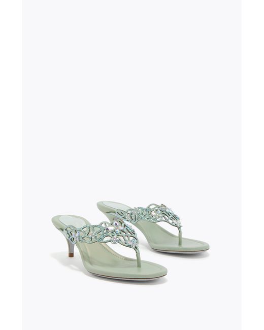 Rene Caovilla White Eden Mint Thong Mule 50