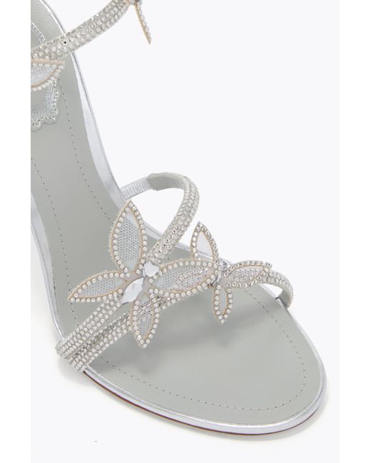 Rene Caovilla White Margot Mirrored Sandal With Butterflies 105