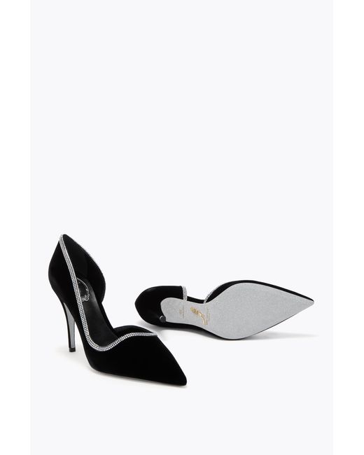 Rene Caovilla Black Onda Velvet Pump 100