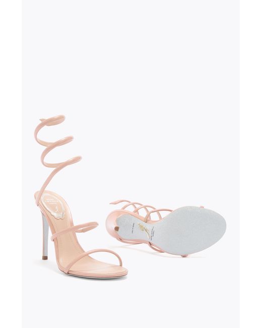Rene Caovilla White Cleo Nude Patent Leather Sandal 105