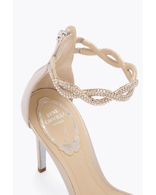 Rene Caovilla White Braid Champagne Sandal 105