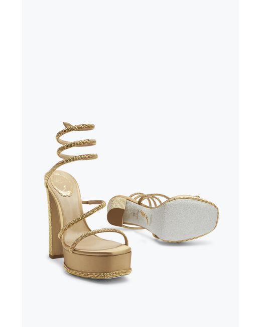 Rene Caovilla White Cleo Crystal Platform Sandal 130