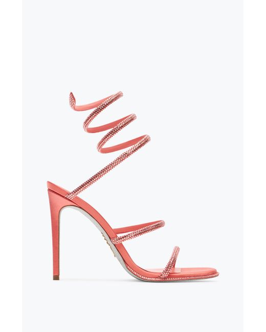 Rene Caovilla White Cleo Peach Sandal With Crystals 105