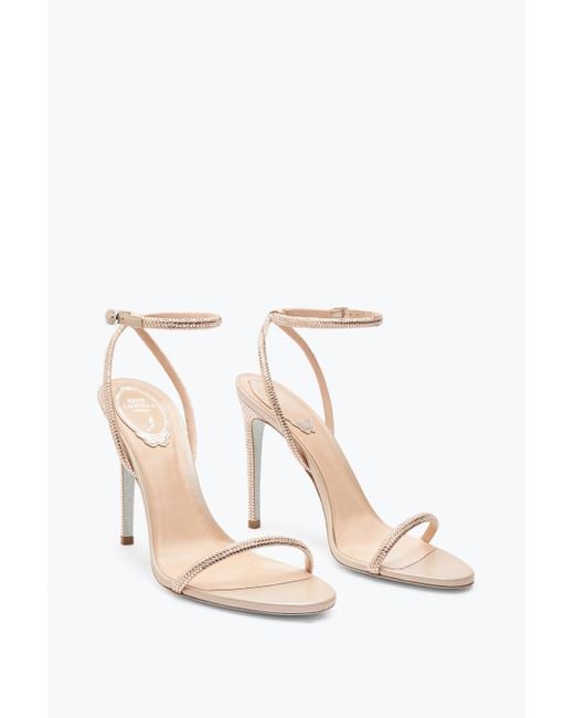 Rene Caovilla White Ellabrita Crystal Blush Sandal 105