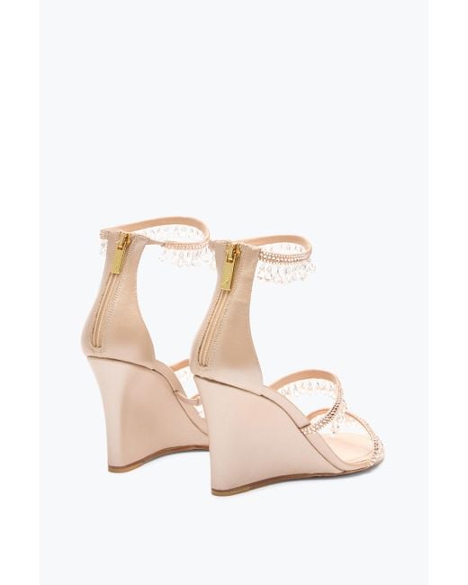 Rene Caovilla White Chandelier Powder Wedge Sandal 80
