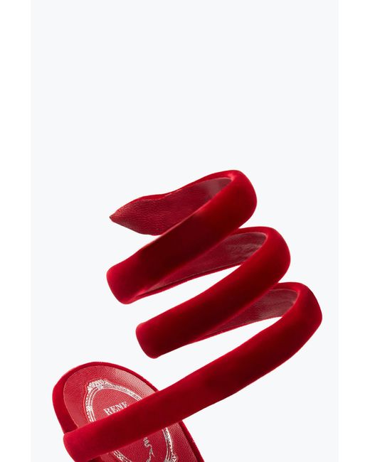 Rene Caovilla Red Cleo Ruby Velvet Sandal 105