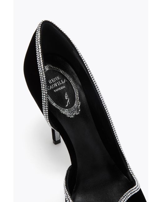Rene Caovilla Black Onda Velvet Pump 100